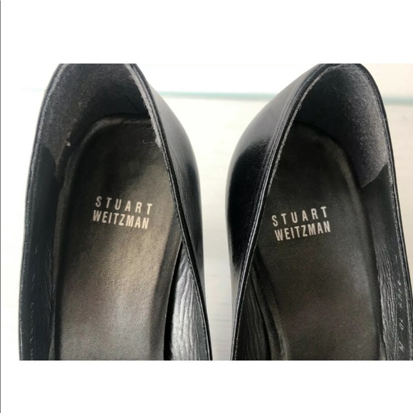 STUART WEITZMAN BLACK PEEP TOE HEELS, SIZE 10 - Picture 4 of 5